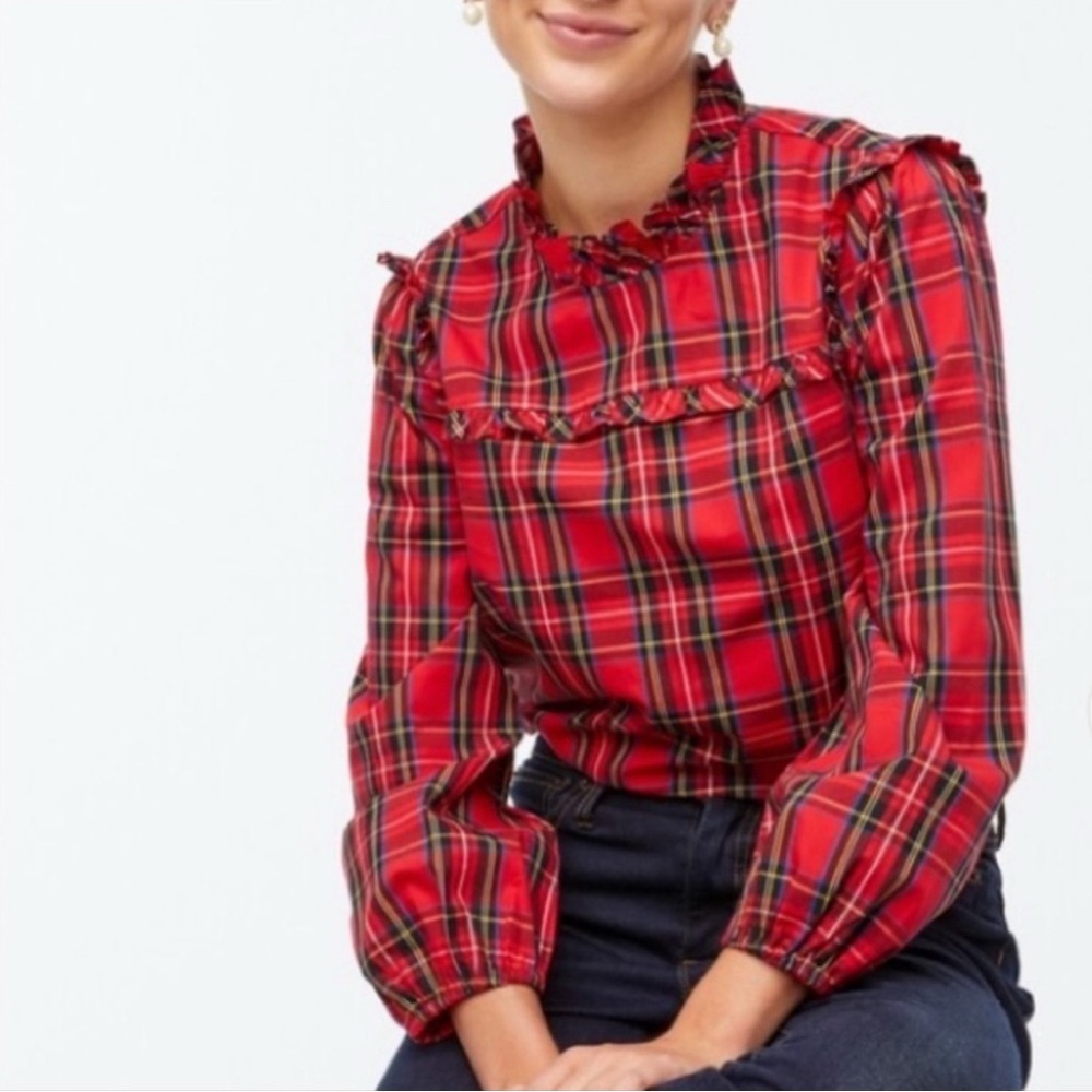 J. Crew Holiday Tartan Plaid Top
